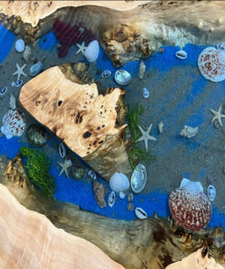 Two islands middle of the Epoxy River Epoxy Walnut Table