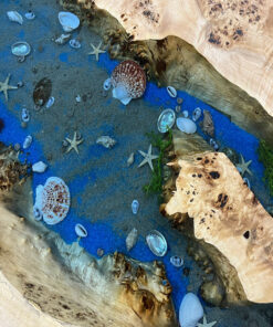 Two islands middle of the Epoxy River Epoxy Walnut Table