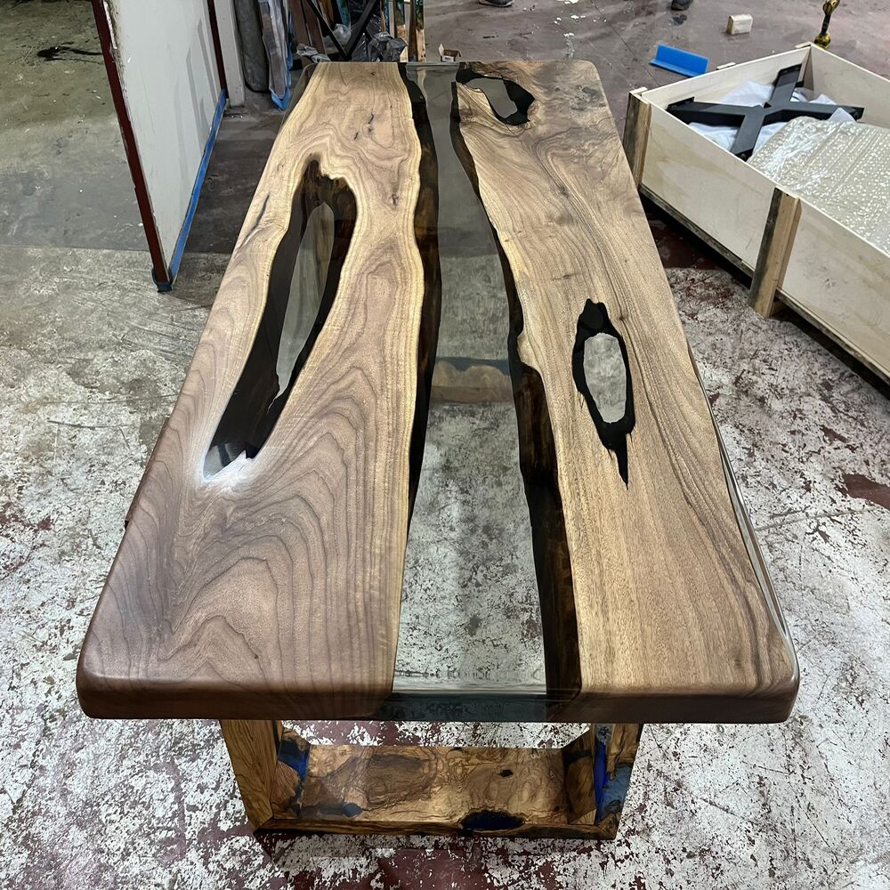 Special Walnut Dark Brown with Special Epoxy Legs – Epoxy Table – Ories Wood