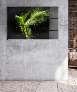 Emerald Parrot Wall Art Covered By Epoxy-OriesWood