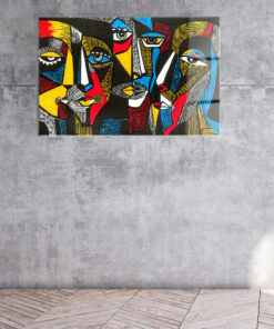Surreal Colored Faces Wall Art Covered By Epoxy-OriesWood