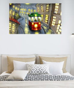 Tram In The Night Wall Art Covered By Epoxy-OriesWood
