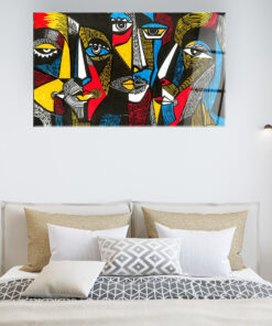 Surreal Colored Faces Wall Art Covered By Epoxy-OriesWood