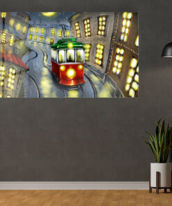 Tram In The Night Wall Art Covered By Epoxy-OriesWood