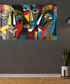 Surreal Colored Faces Wall Art Covered By Epoxy-OriesWood