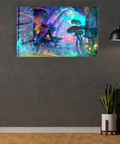 Rick And Morty In Mushroom Land Wall Art Covered By Epoxy-OriesWood