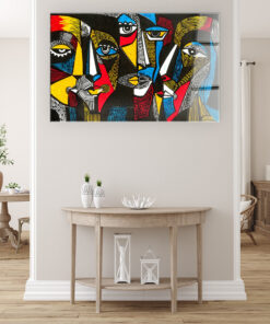 Surreal Colored Faces Wall Art Covered By Epoxy-OriesWood