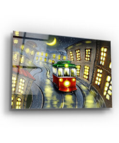 Tram In The Night Wall Art Covered By Epoxy-OriesWood