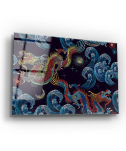 Asian Sea Dragons Wall Art Covered By Epoxy-OriesWood