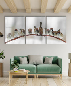 Cute Sparrows Trio - Glass Wall Art - Epoxy Wall Art - Resin Wall Art