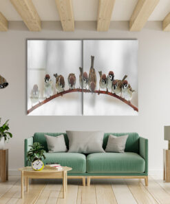 Cute Sparrows Duo - Glass Wall Art - Epoxy Wall Art - Resin Wall Art