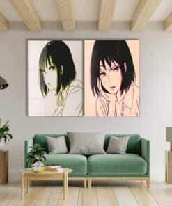 Anime Faces Duo - Glass Wall Art - Epoxy Wall Art - Resin Wall Art