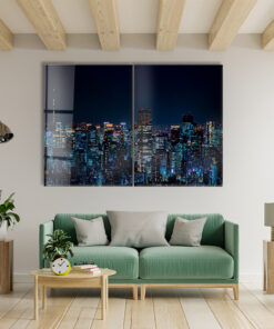 Night view of Tokyo Duo - Glass Wall Art - Epoxy Wall Art - Resin Wall Art