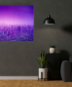 Metaverse City Wall Art Covered By Epoxy-OriesWood