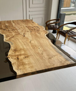 Flowers Dark Walnut Oval Black – Epoxy Table- Office Table- Resin