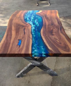 Custom Colors Dark Walnut Blue Green Epoxy Table live Edge-river Table  Dining Table Coffee Table-kitchen Table-resin Table %100 HANDMADE 