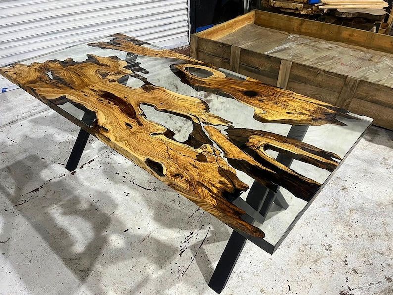 Mappa Burl Epoxy Table, Made to order Epoxy Resin Dining Table | Iron's  Custom Wood