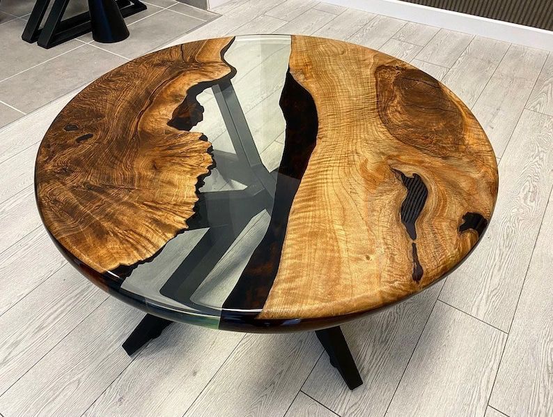 Custom Order 72” İnches Walnut wood epoxy dining table- Smokey Gray- Round  Table- Reserved for Jason – Ories Wood