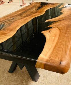 Walnut Wood Curved Edges Black Epoxy Table – Ories Wood