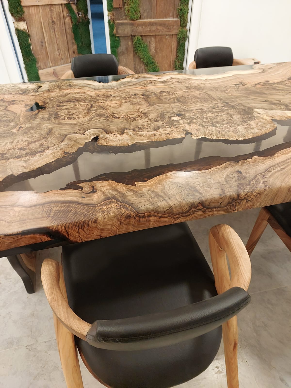 Ebony Wood Table: Dining / Desk / Coffee / Gaming Table Solid Wood Black  River Resin Bespoke Hand Crafted Personalised 