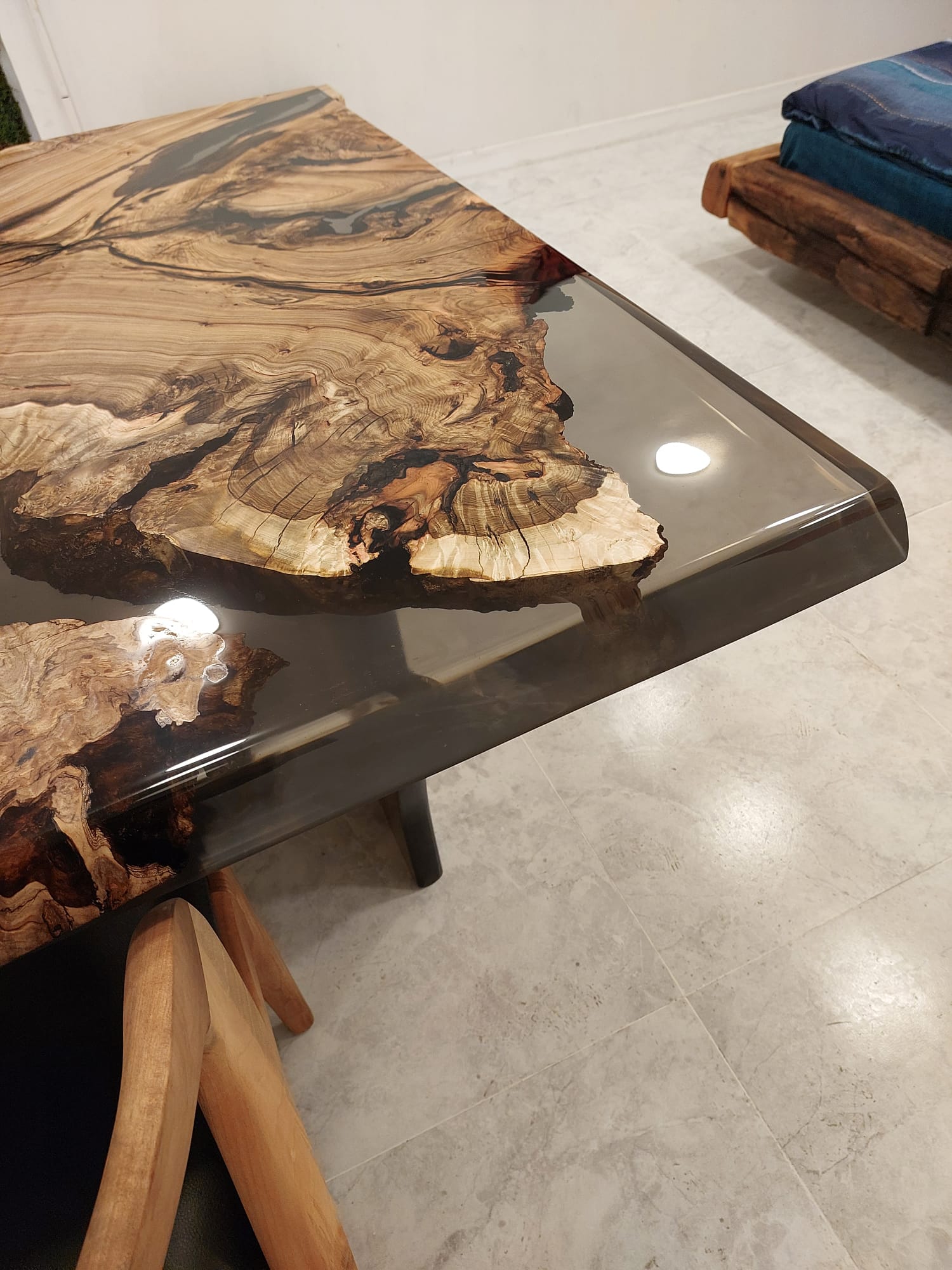 Custom Order Flowers Dark Walnut Oval Black Epoxy Resin Table Dining Table  Coffee Table Office Table-kitchen and Dining %100 HANDMADE 
