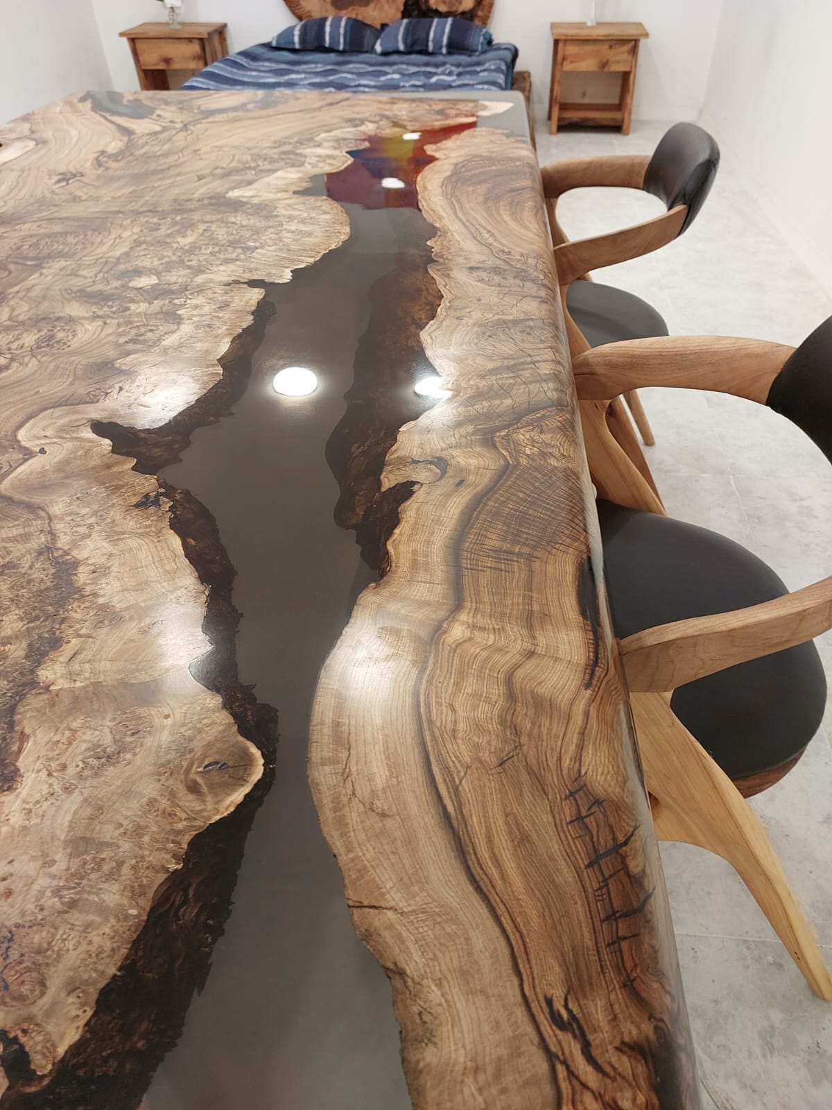Custom Order Flowers Dark Walnut Oval Black Epoxy Resin Table Dining Table  Coffee Table Office Table-kitchen and Dining %100 HANDMADE 