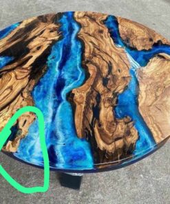Custom Order Olive Wood 76 Inches Round Purple Led Epoxy Table,  For Peter