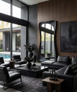 Custom Metallic Epoxy Resin Full Lenght Mirror, Irregular Mirror, Gun Metal Metallic Color, For Rachel, 96x200Cm and 38x79Inches