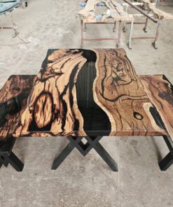 Custom Order For Cherie Myers 40"/60 epoxy table 15"/50" bench