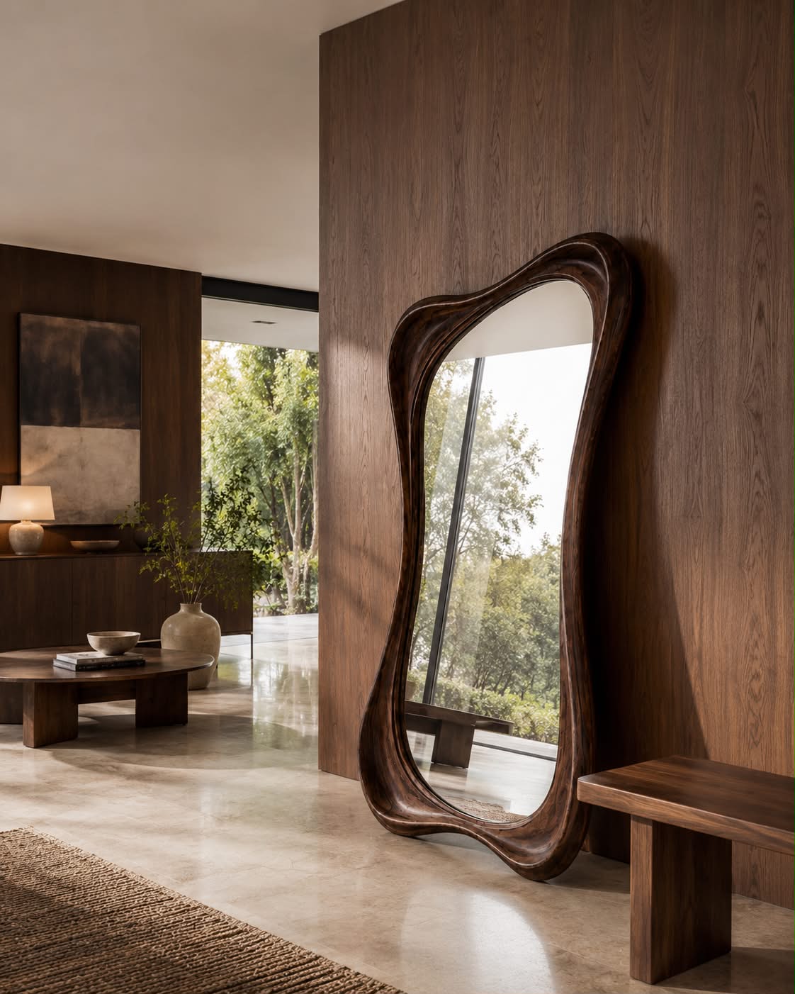 Walnut Wood 110x35 Inches Wooden Floor Mirror, Free shipping, Customs duties included, For Patelsita, Reserved
